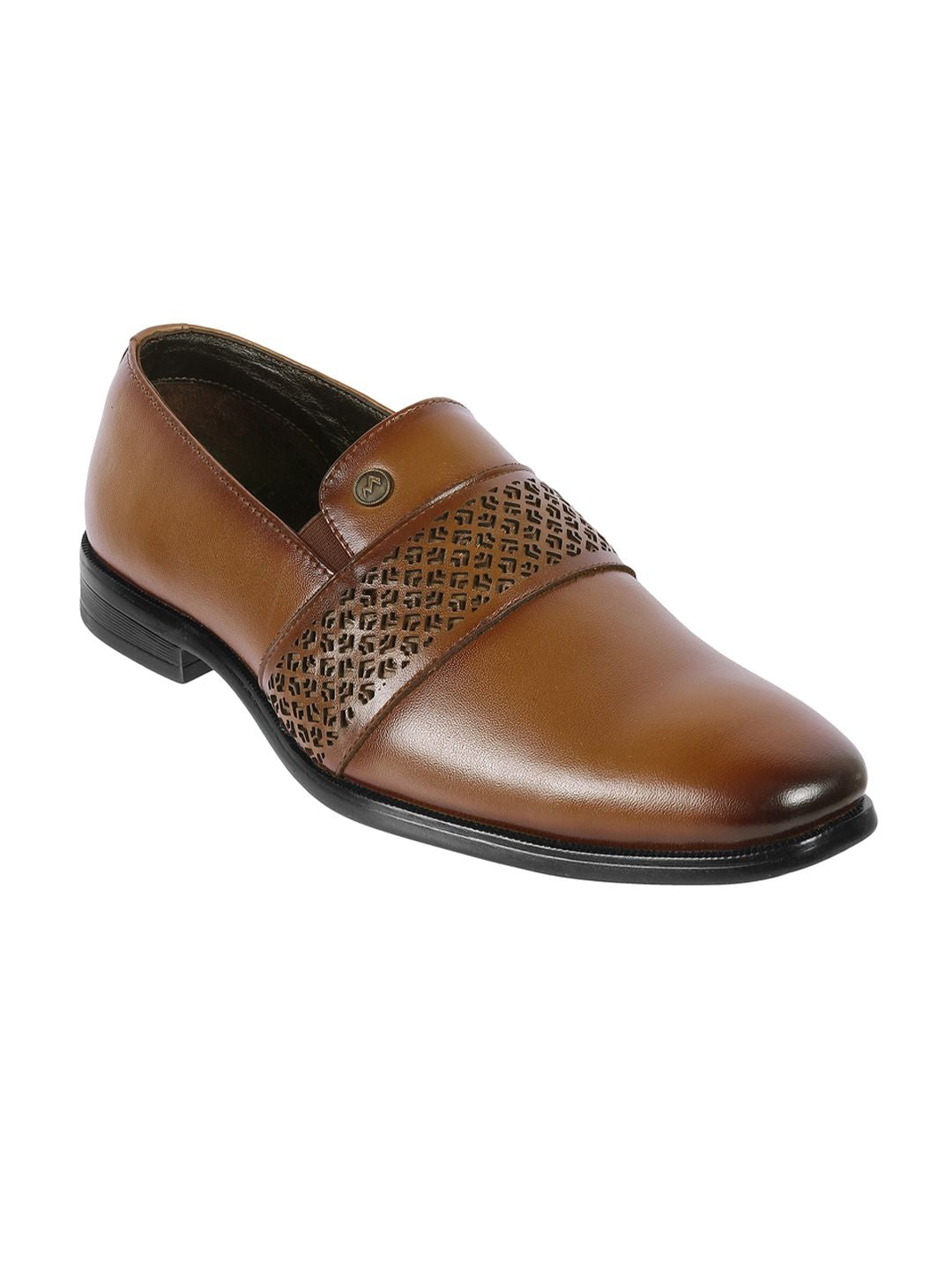 Metro Men Textured Leather Formal Slip-On Shoes