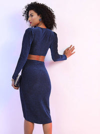 Tokyo Talkies V-Neck Cut-Out Detail Gathered Bodycon Dress