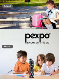 Pexpo Black Printed Stainless Steel Double Wall Vacuum Water Bottle 470ml