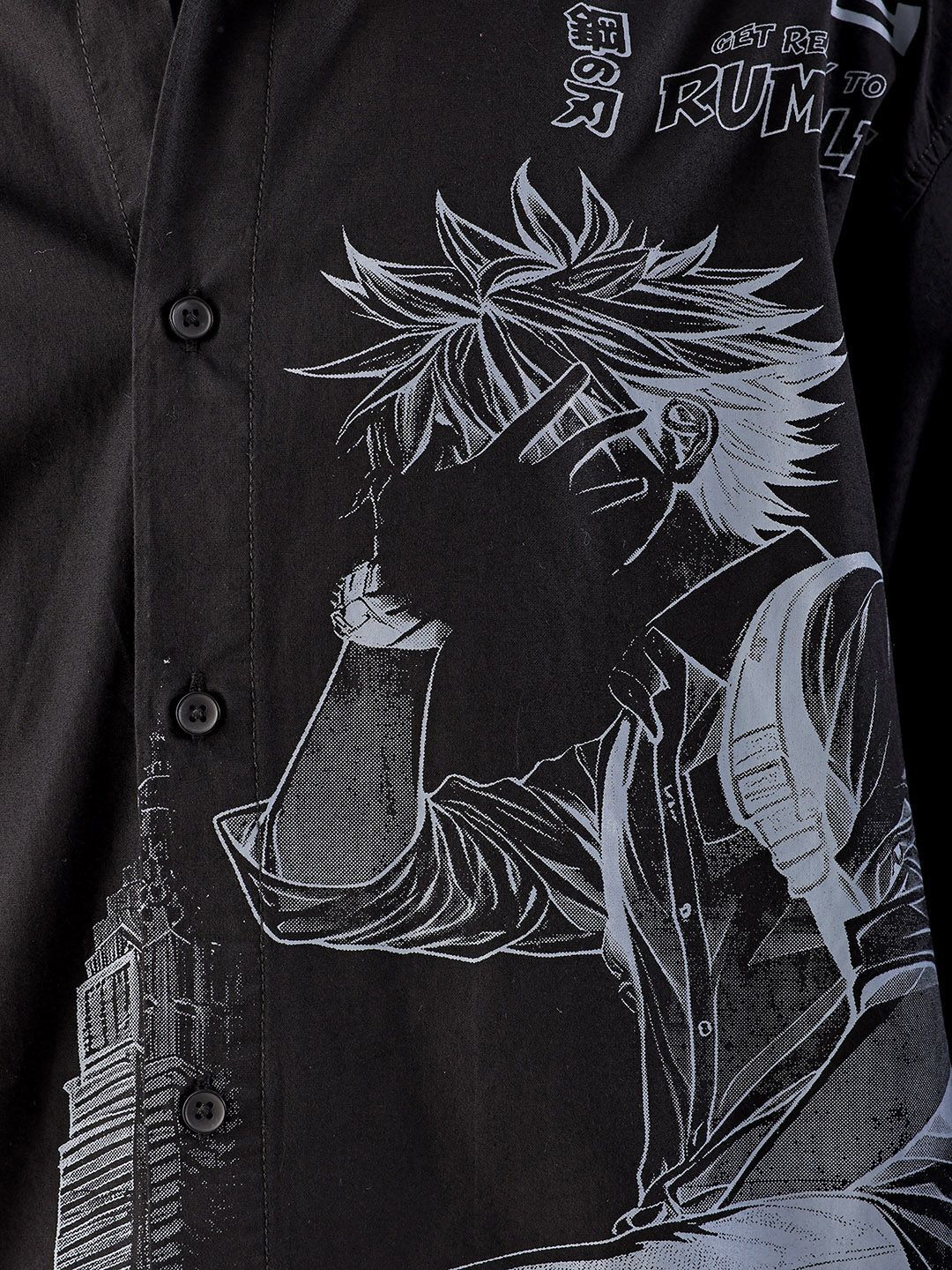 The Indian Garage Co Men Anime Printed Cotton Oversized Boxy Streetwear Shirt