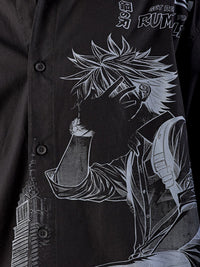 The Indian Garage Co Men Anime Printed Cotton Oversized Boxy Streetwear Shirt