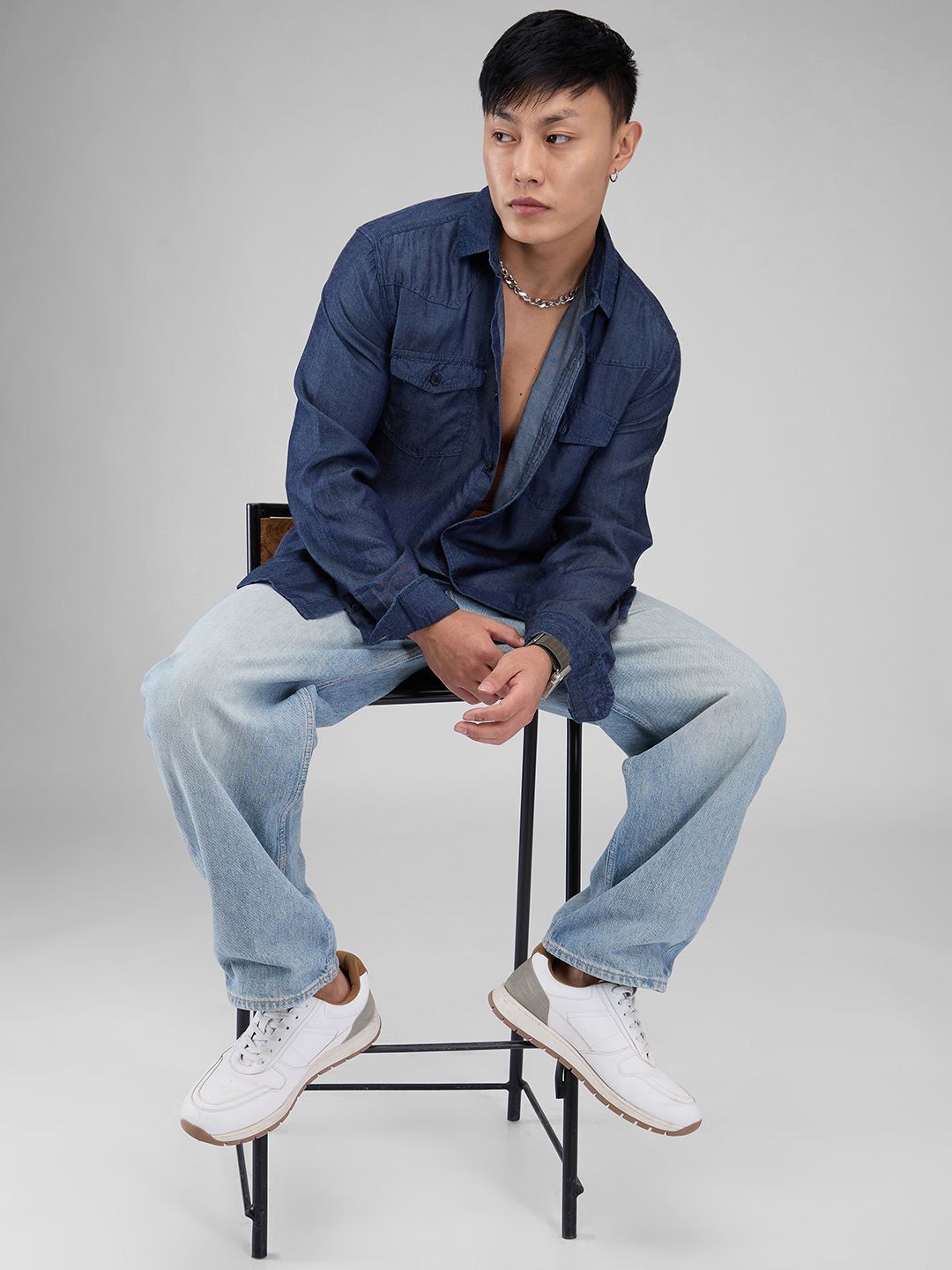 VASTRADO Men Classic Spread Collar Solid Cotton Slim Fit Casual Shirt