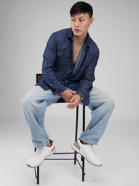 VASTRADO Men Classic Spread Collar Solid Cotton Slim Fit Casual Shirt