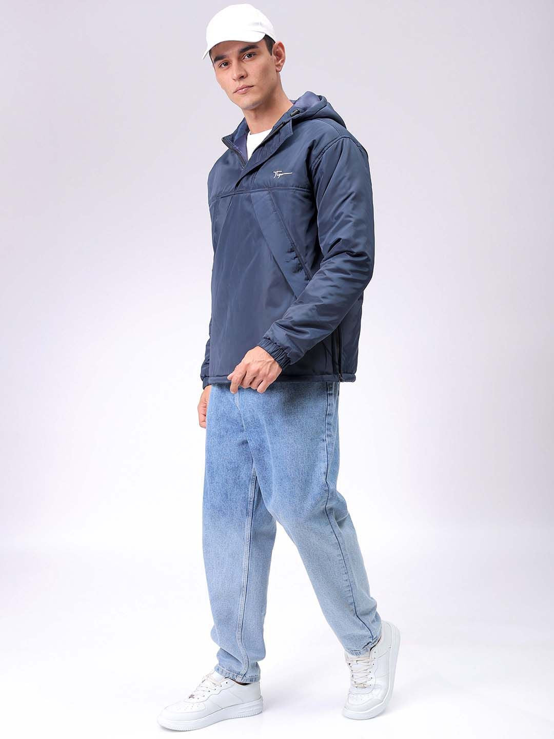 The Indian Garage Co Men Hooded Slim Fit Bomber Jacket