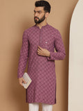 Anouk Men Purple Ethnic Motifs Flared Sleeves Thread Work Kurta