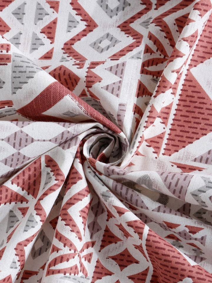 Myntra Elegant Homes White & Red Geometric 400 TC Cotton Set Cadar King 2.70 m x 2.70 m