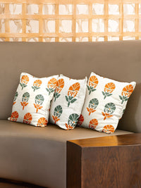 URBAN SPACE Owl Orchid 3 Pieces Floral Printed Cotton Square Cushion Covers