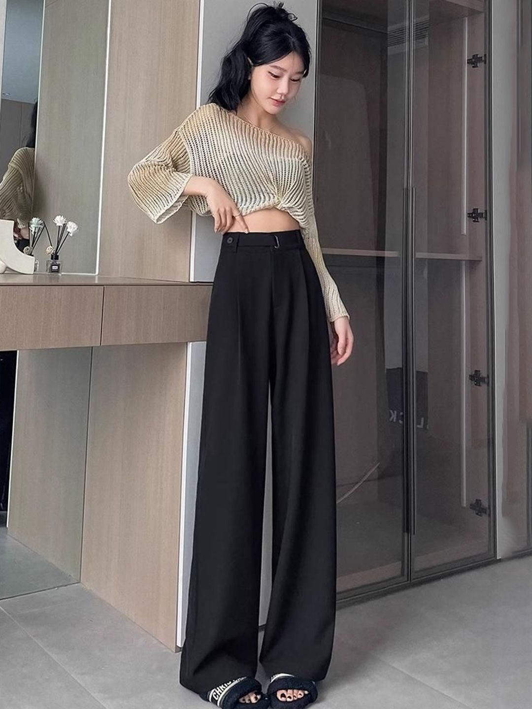 all about you Women Loose Fit High-Rise Korean Pants