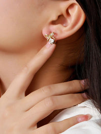 Anting-anting Studs Studs Batu Berbuatan Kontemporari Salty Gold
