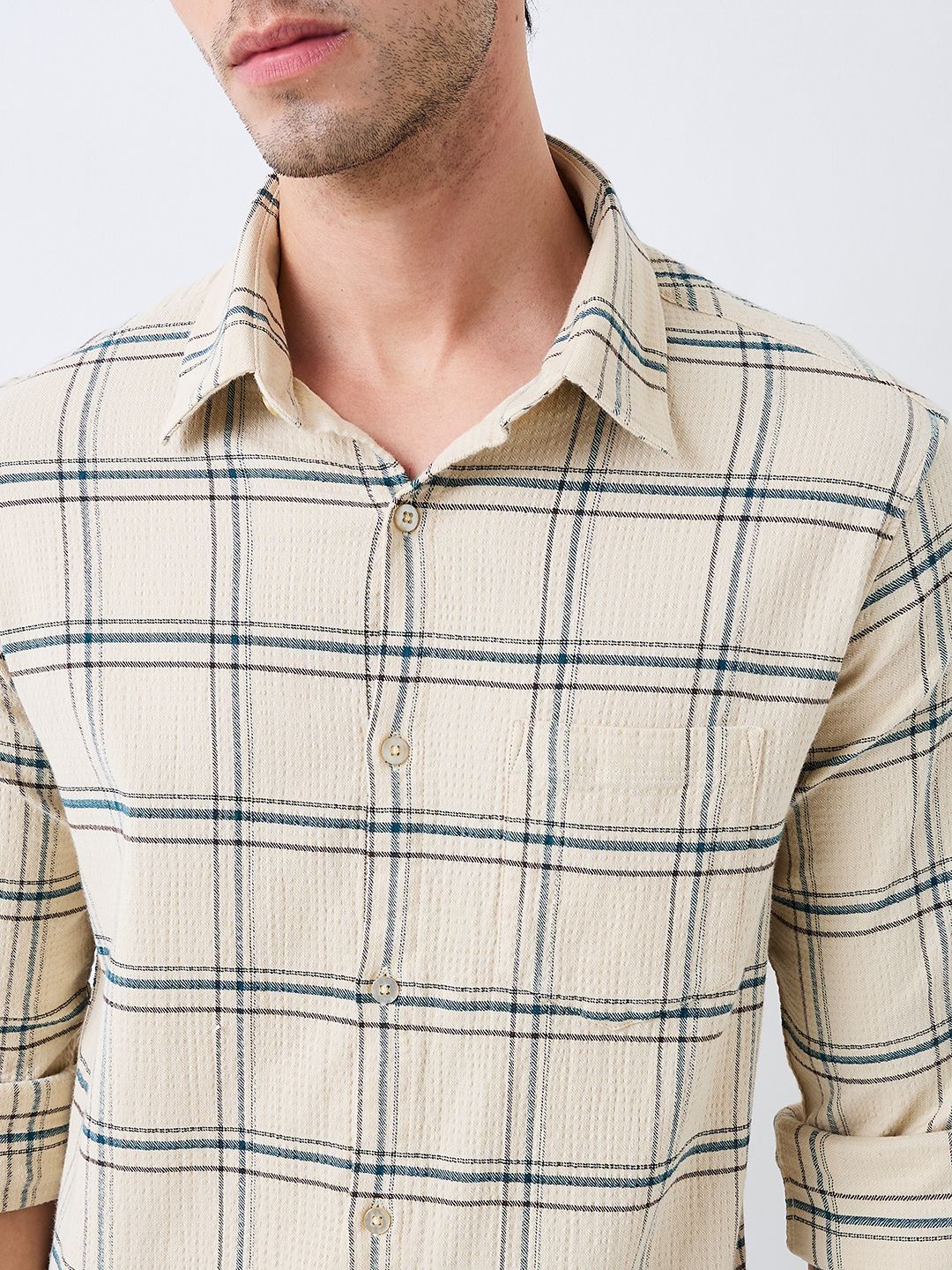 SPYKAR Men Spread Collar Tartan Checked Cotton Casual Shirt