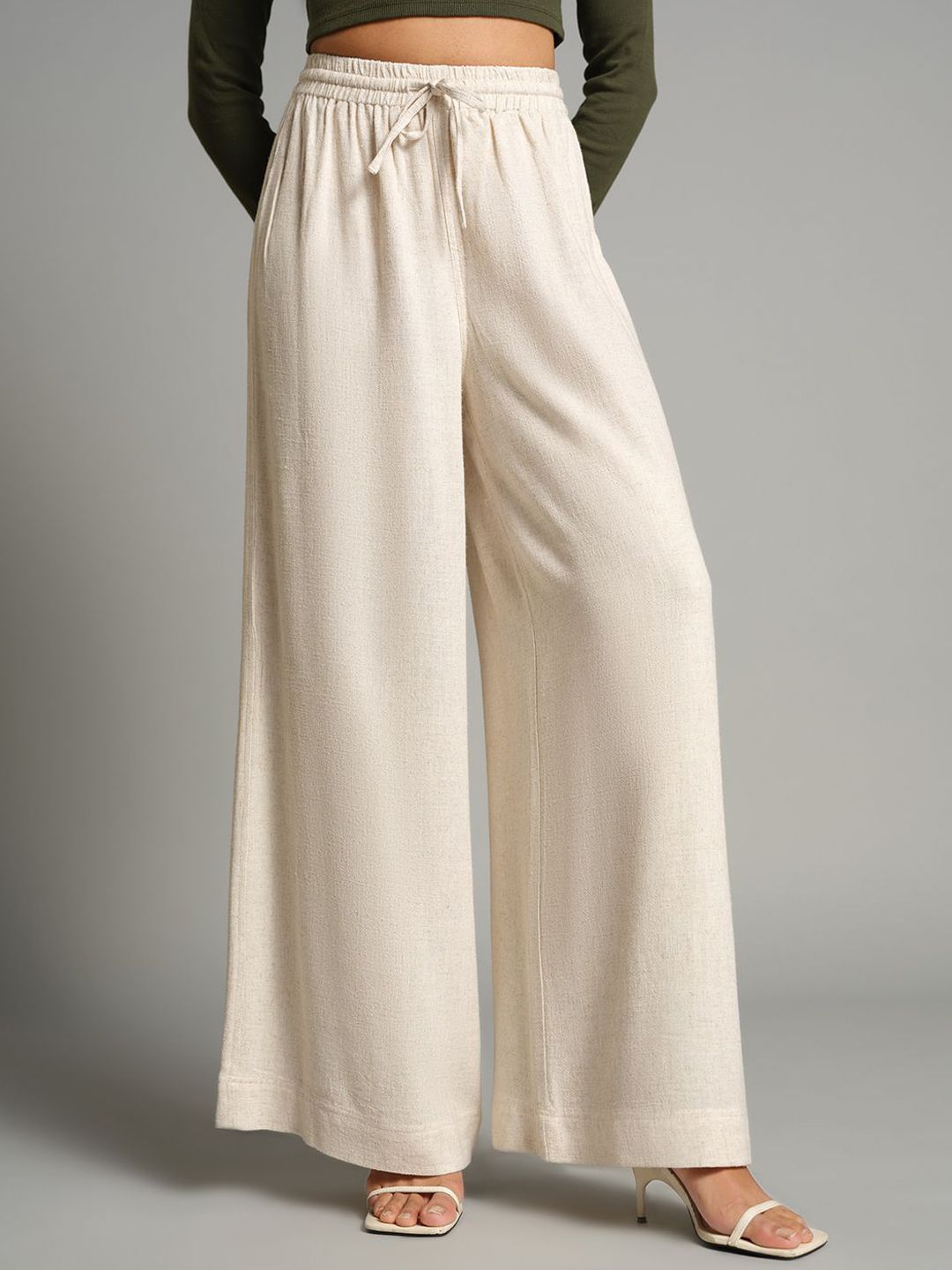 AND Women Solid High-Rise Culottes Trousers