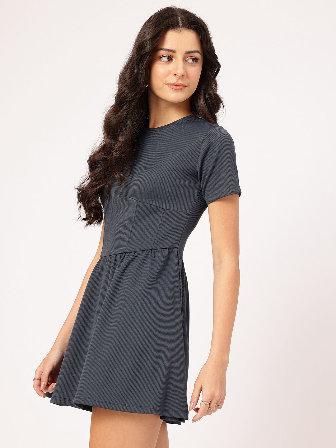 DressBerry Mini Vibes Ribbed A-Line Dress