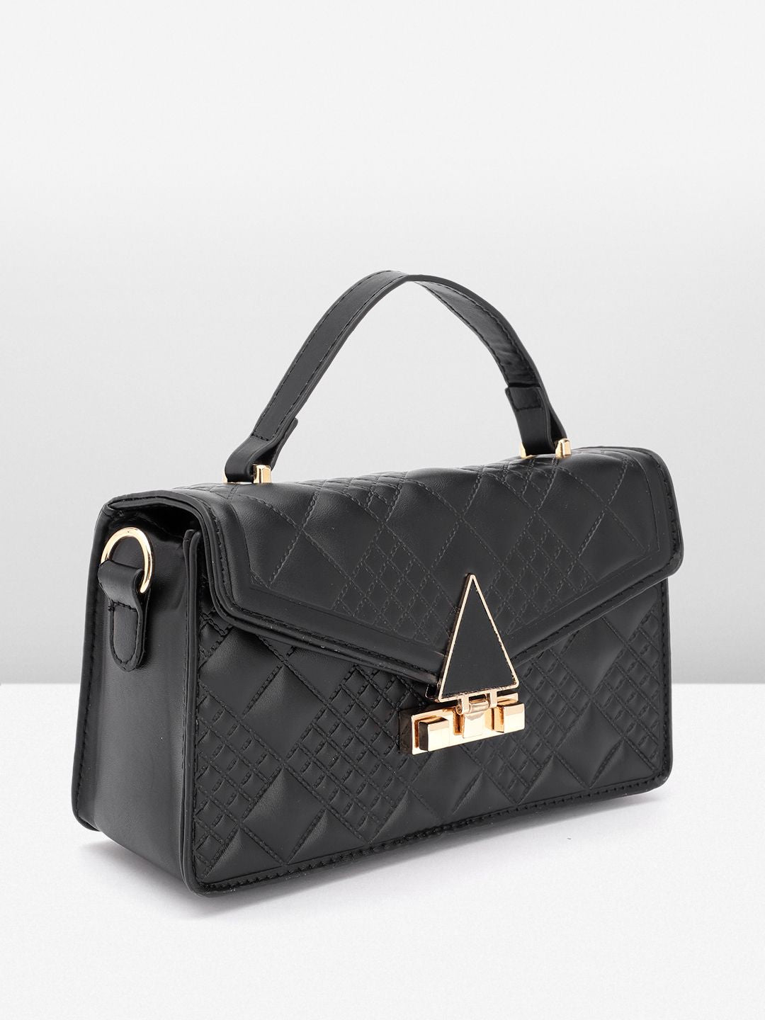 DressBerry Brand Logo Embossed Quilted Satchel