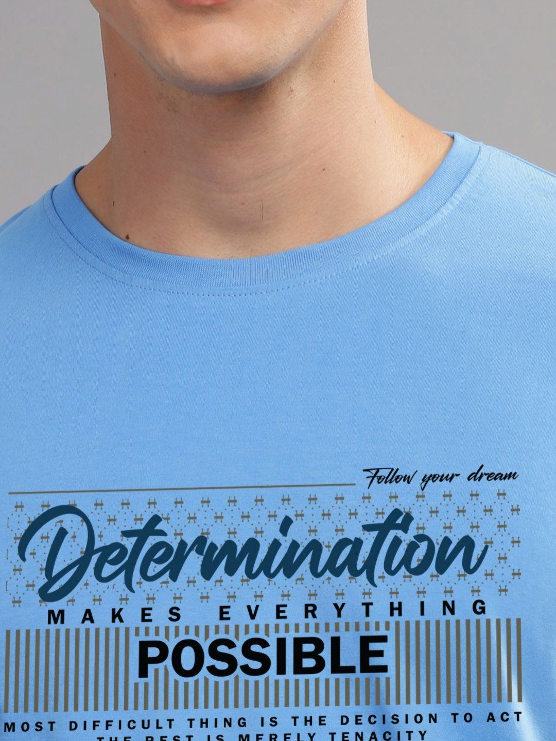 ADRO Typography Printed Round Neck Cotton T-shirt