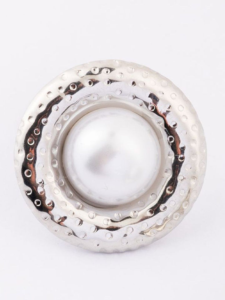 VOGUE PANASH Stainless Steel 18K Gold-Plated Pearls Beaded Circular Shape Studs