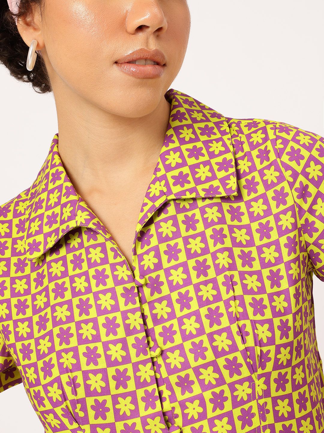 DressBerry Geometric Print Shirt-Style Top
