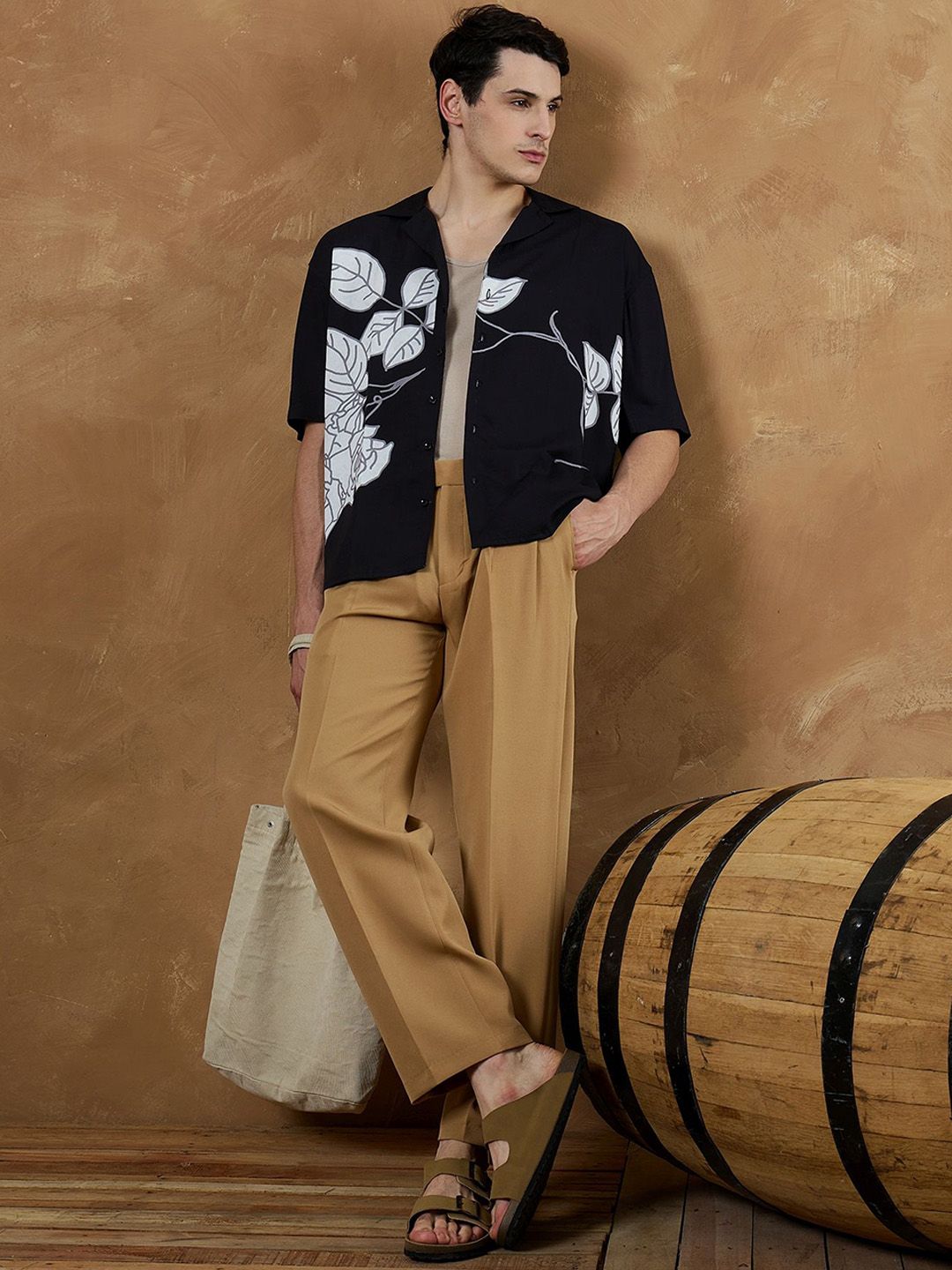 DENNISON Men Relaxed Baggy Easy Wash Pleated Korean Pants