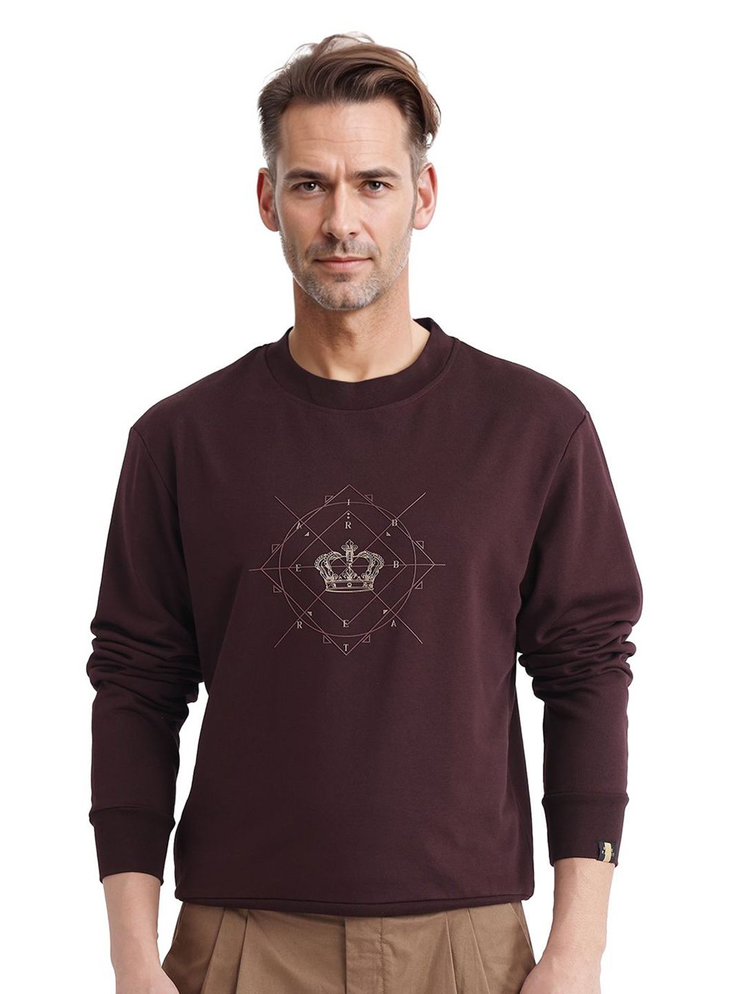 RARE RABBIT Men Printed Pullover Cotton Sweatshirt