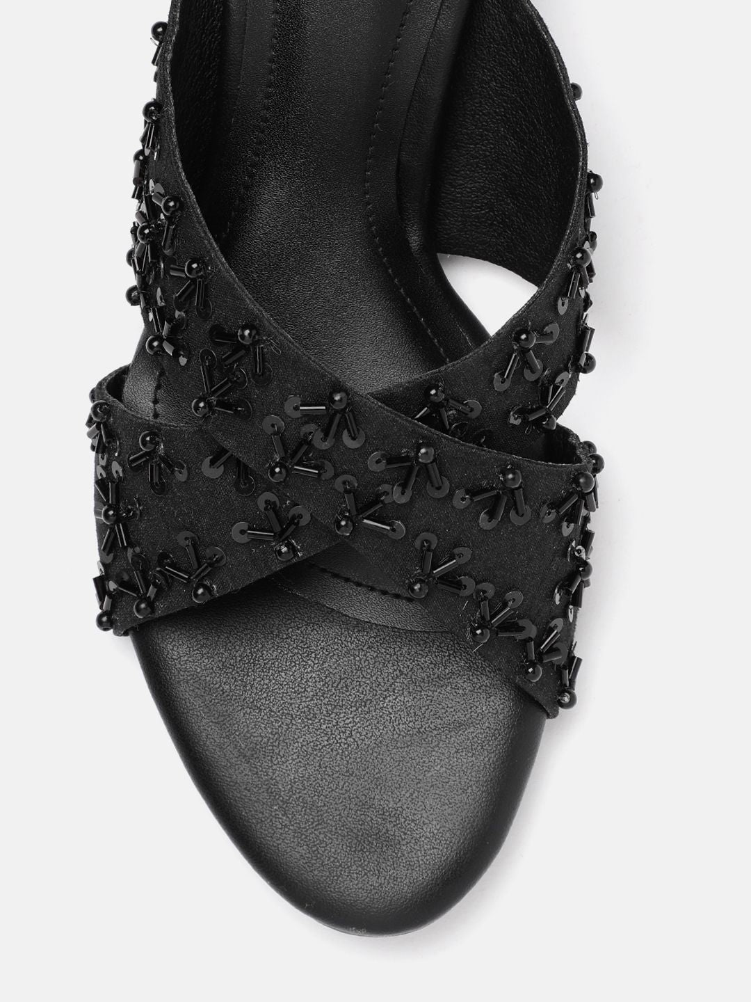 House of Pataudi Embellished Kitten Heeled Sandals