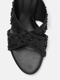 House of Pataudi Embellished Kitten Heeled Sandals