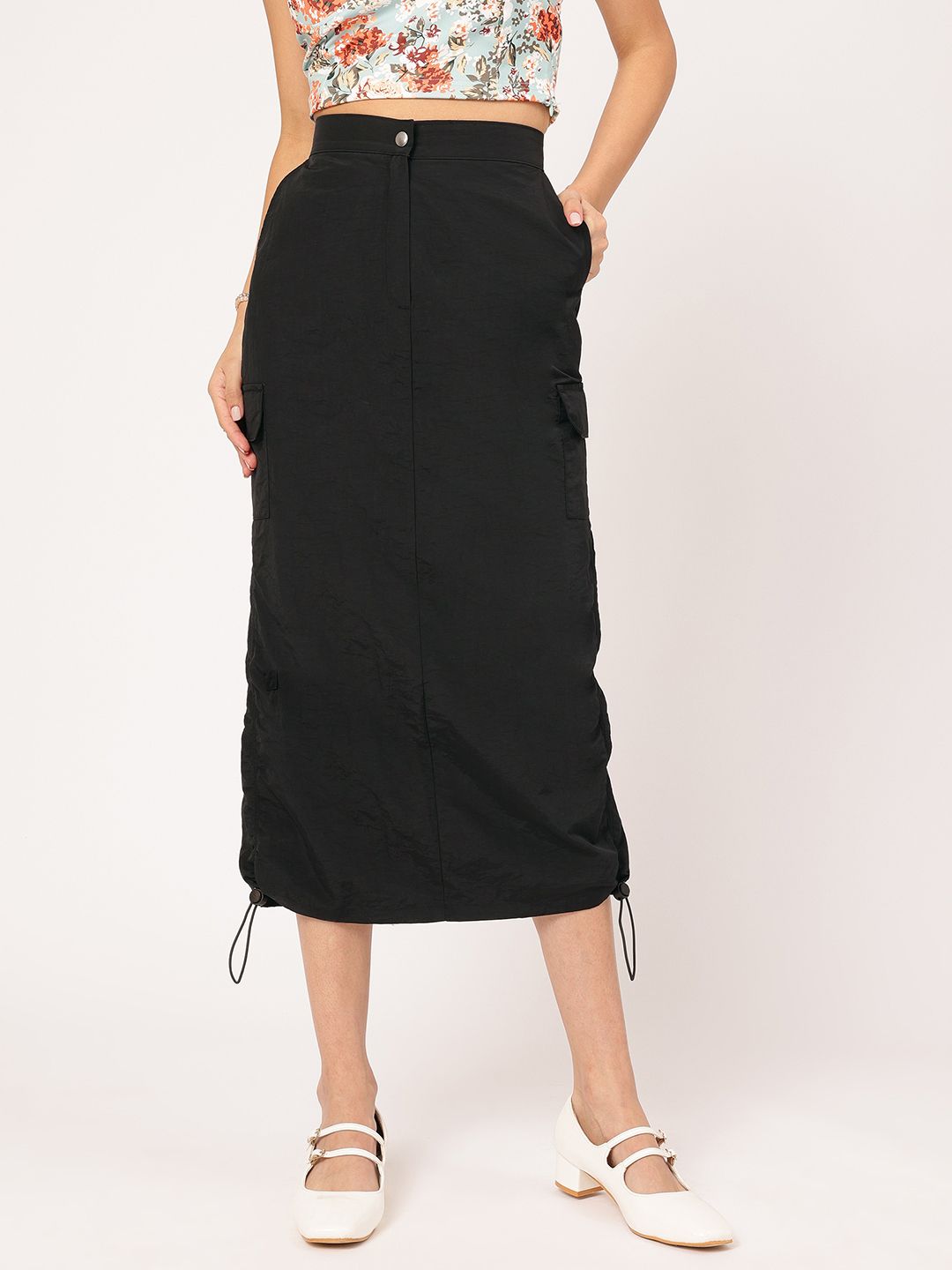 DressBerry Pocket Power Straight Midi Parachute Skirt
