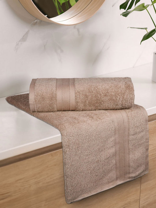 MYTRIDENT Brown 2 Pieces Cotton 500 GSM Bath Towel
