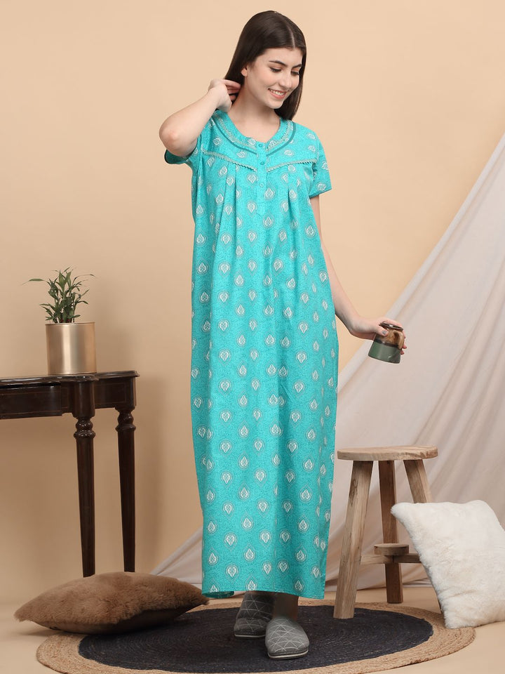 Sweet Dreams Ethnic Motifs Printed Maxi Nightdress