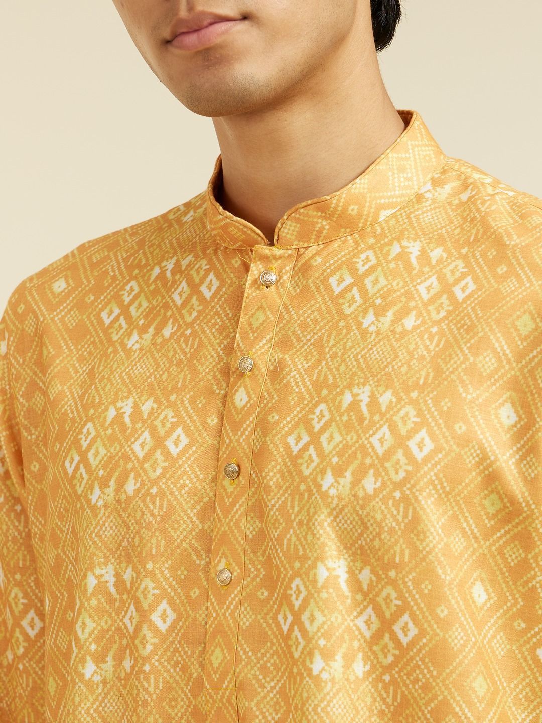 Diwas by Manyavar Ethnic Motifs Printed Mandarin Collar Straight Kurta