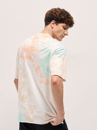 THE BEAR HOUSE Men Dyed Round Neck Cotton Oversized T-shirt