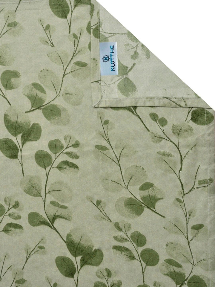 KLOTTHE Green Floral 300 TC Single Bedsheet with 1 Pillow Covers