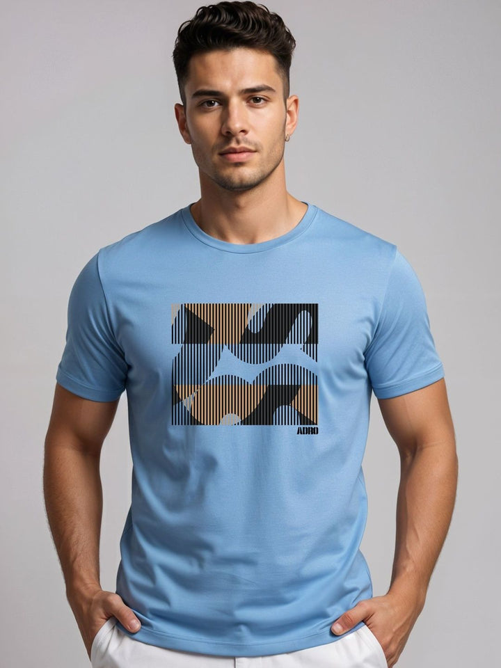 ADRO Abstrak Printed Lengan Pendek Kapas T-shirt Regular Fit