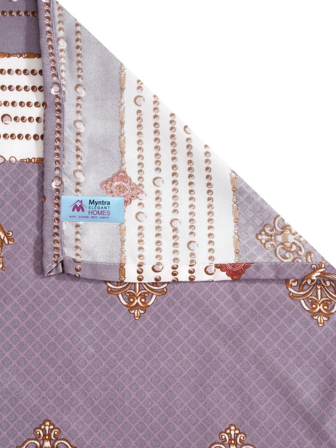 Myntra Elegant Homes Purple & White Printed 300 TC King Bedsheet Set 2.50 m x 2.25 m