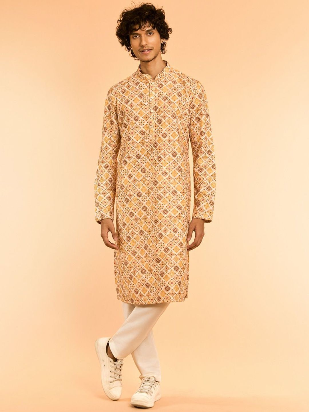 Diwas by Manyavar Men Ethnic Motifs Printed Mandarin Collar Kurta