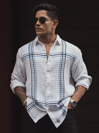 Powerlook Men Spread Collar Tartan Checked Cotton Casual Shirt