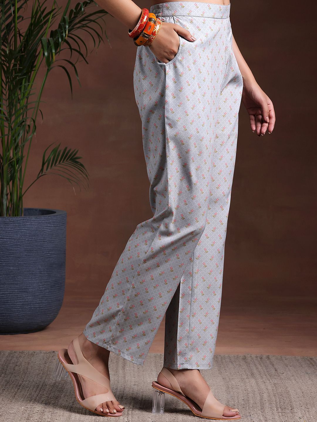 Libas Ethnic Motifs Printed Keyhole Neck Straight Kurta with Trousers & Dupatta