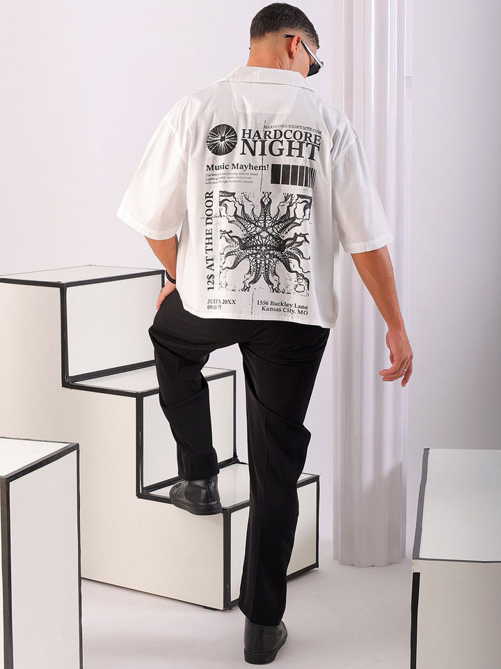 The Indian Garage Co Men Spread Collar Graphic Printed Cotton Boxy Casual Shirt