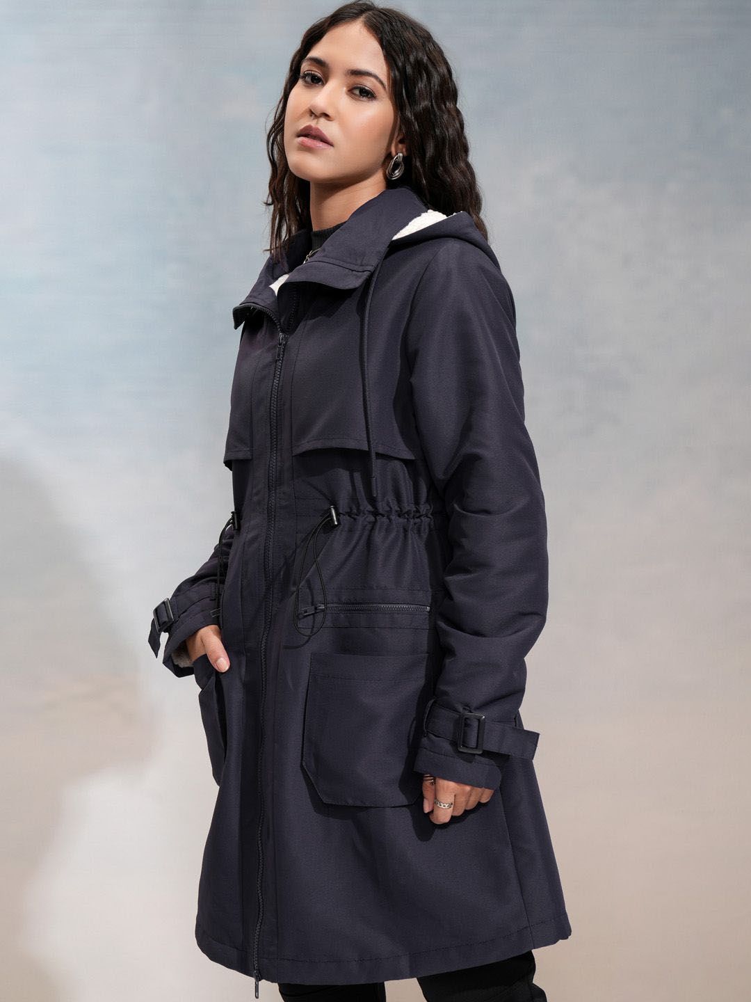 Tokyo Talkies Women Solid Hooded Parka Jacket