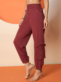 Antheaa Women Smart Mid Rise stretch Cargo Trousers