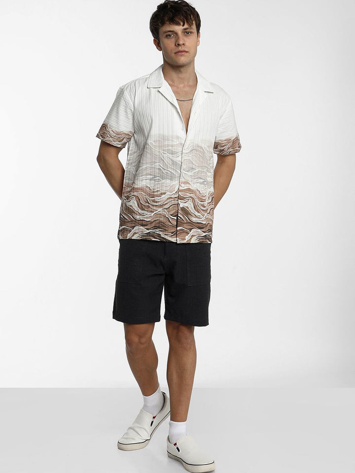 Campus Sutra Men Comfort Cuban Collar Abstract Printed  Casual Shirt