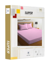 KLOTTHE Pink Striped 300 TC Dilengkapi Cadar Katil King Double Dengan 2 Sarung Bantal