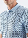 ADRO Geometric Printed Polo Collar Regular Fit Cotton T-shirt