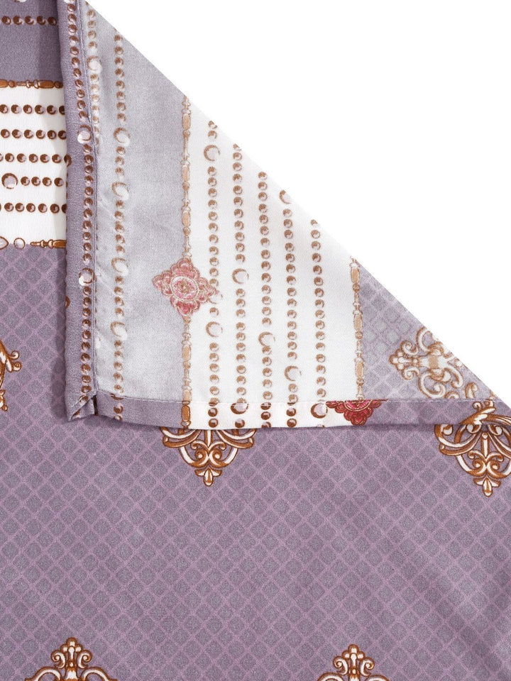 Myntra Elegant Homes Motif Etnik Ungu Policotton 300 TC Cadar Halus King dengan 2 Sarung Bantal-98 x 89 inci