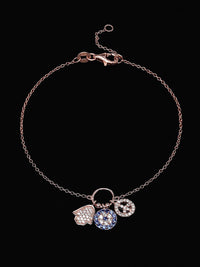 PANASH 925 Sterling Silver Rose Gold-Plated CZ-Studded Charm Bracelet