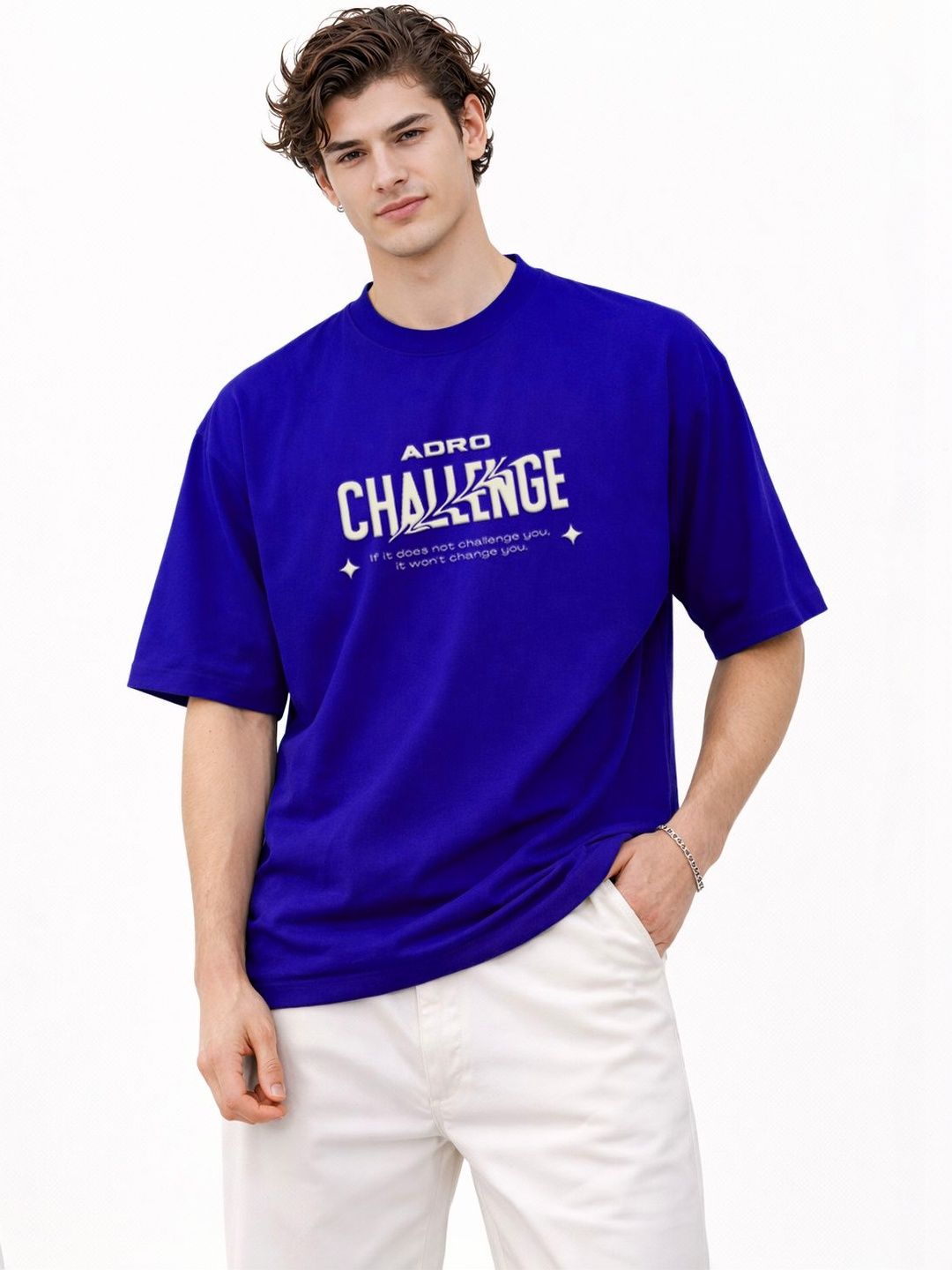 ADRO Men Printed Drop-Shoulder Sleeves T-shirt