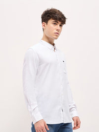 THE BEAR HOUSE Men Button-Down Collar Solid Pure Cotton Slim Fit Shirt
