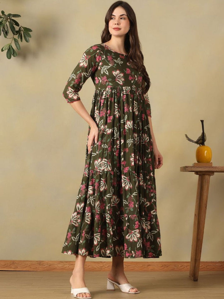 Mamicha Floral Print A-Line Maxi Dress