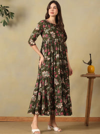 Mamicha Floral Print A-Line Maxi Dress