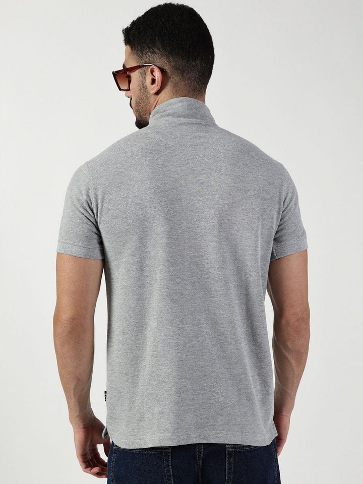 Thomas Scott Men High Neck Solid Casual T-shirt
