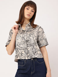 DressBerry Urban Softness Satin Finish Floral Printed Shirt
