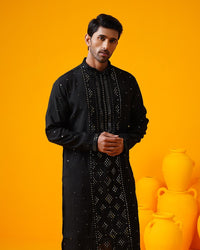 SOJANYA LUXE Sequinned Mandarin Collar Straight Kurta